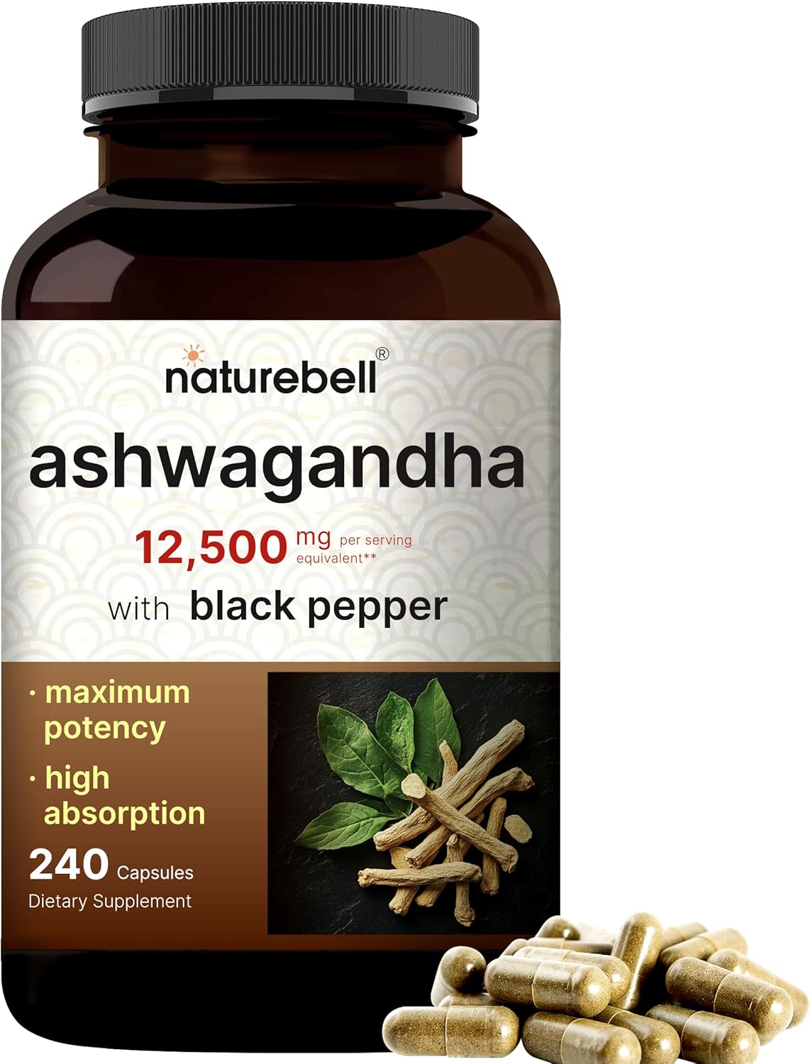 500mg Magnesium Glycinate & 12,500mg Ashwagandha Capsules Bundle with Black Pepper - Relaxation Supplements