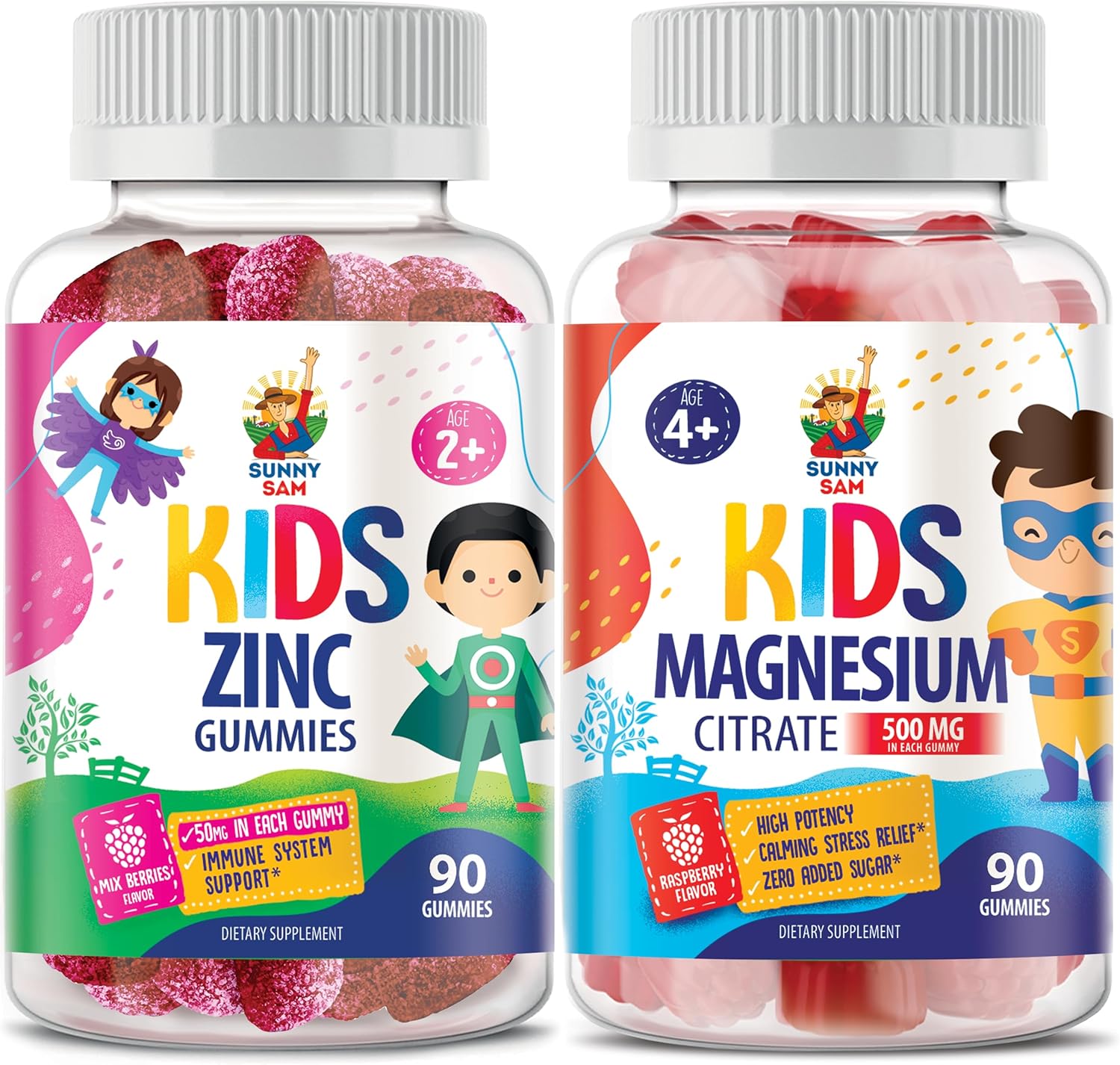 500mg Magnesium & Zinc Gummies for Kids & Adults - Immune Support Chewable Supplements - Natural Antioxidant Non-GMO Formula for Children and Adults