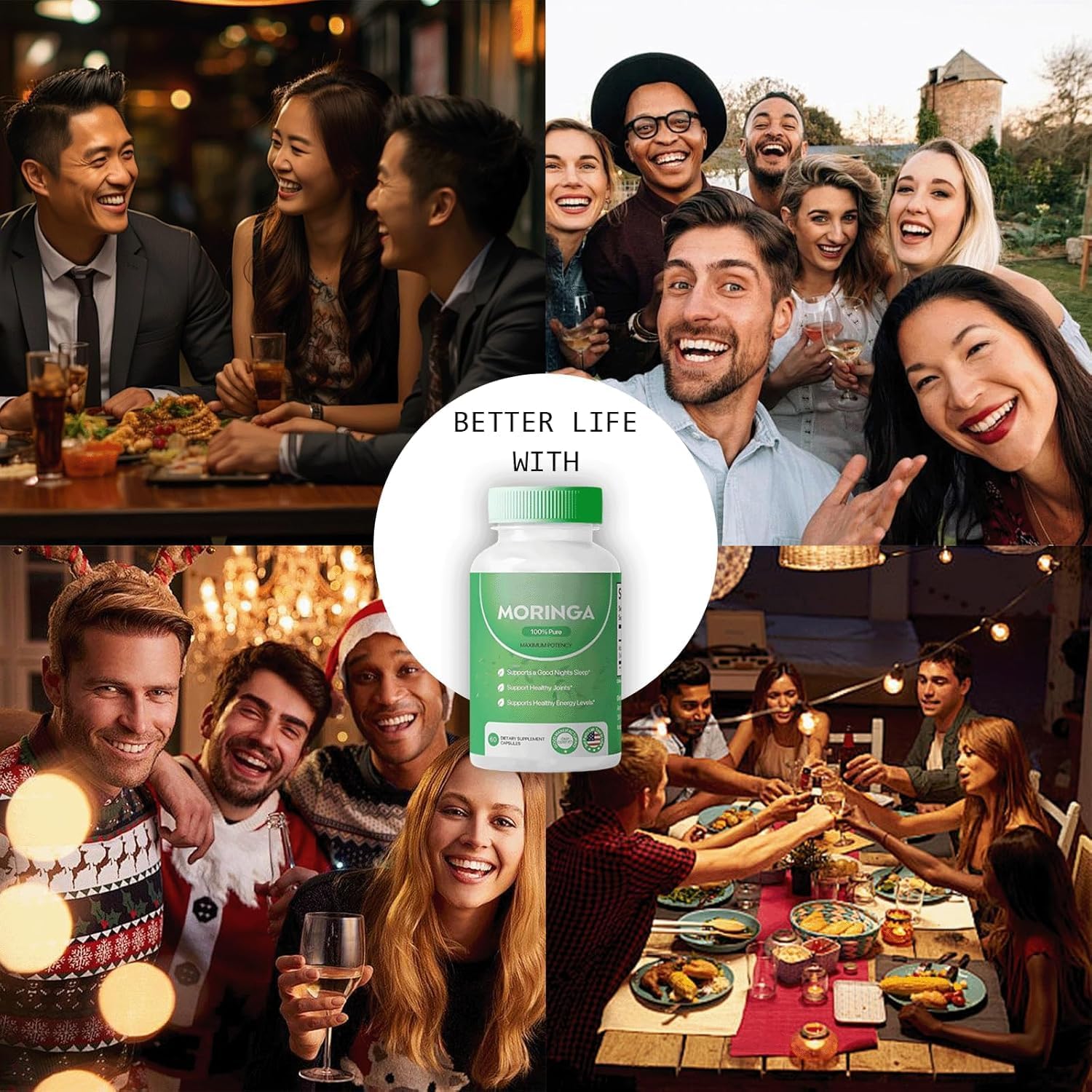 500mg Moringa Capsules with Essential Vitamins and Amino Acids for Immune Support (1Pcs)