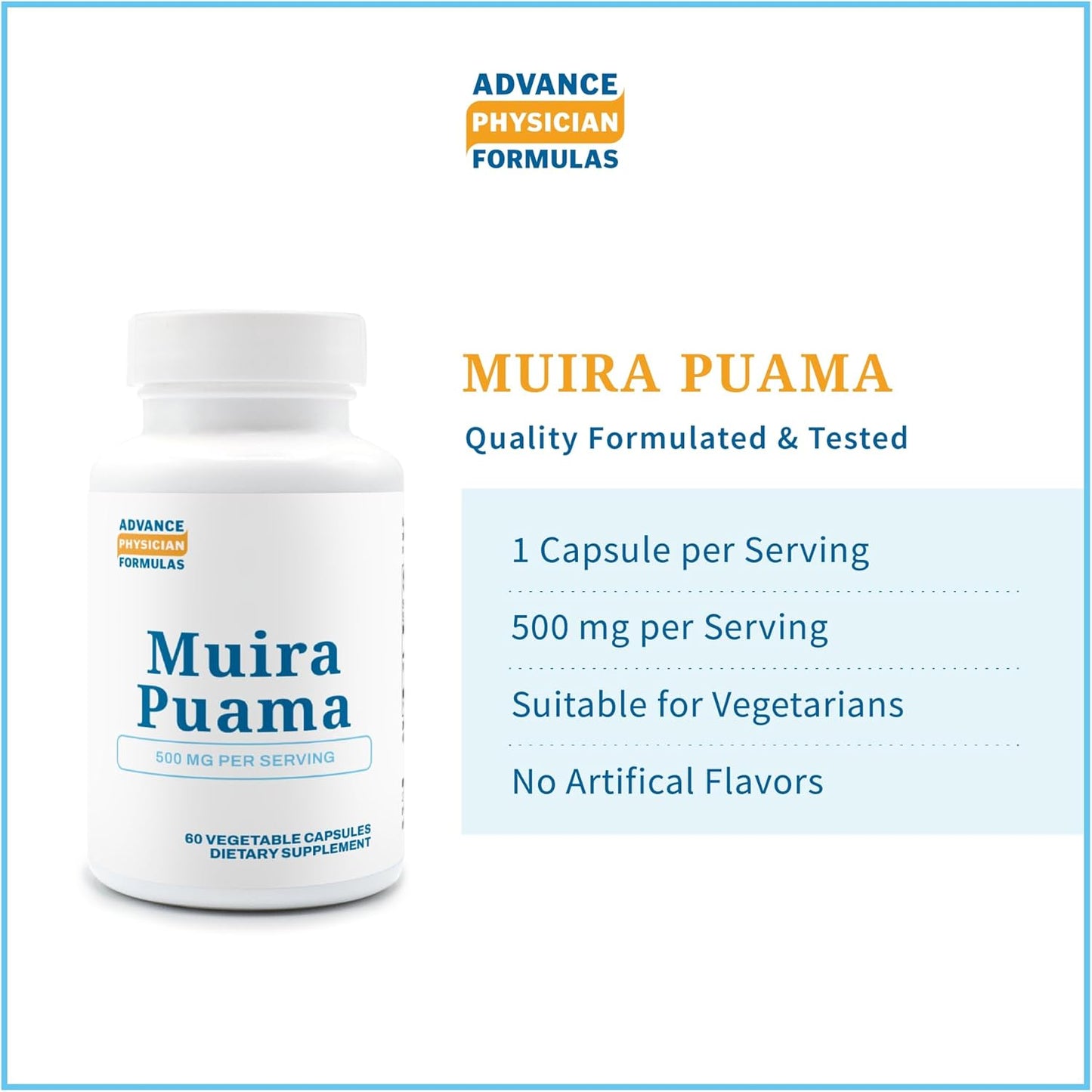 500mg Muira Puama Extract - 60 Vegetable Capsules by Advance Physician Formulas