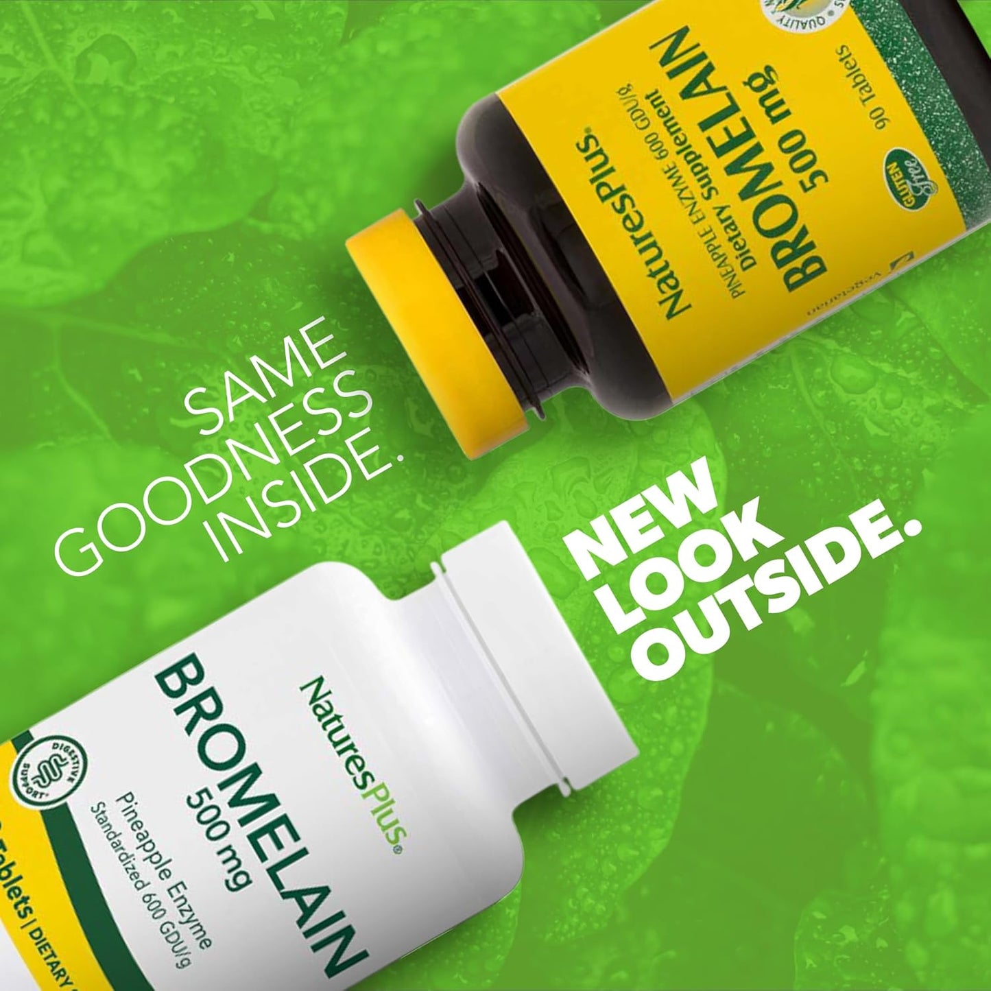 500mg Natures Plus Bromelain Vegetarian Tablets - 90 Servings - Gluten-Free Enzyme Supplement