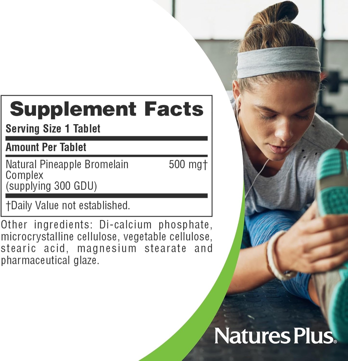 500mg Natures Plus Bromelain Vegetarian Tablets - 90 Servings - Gluten-Free Enzyme Supplement