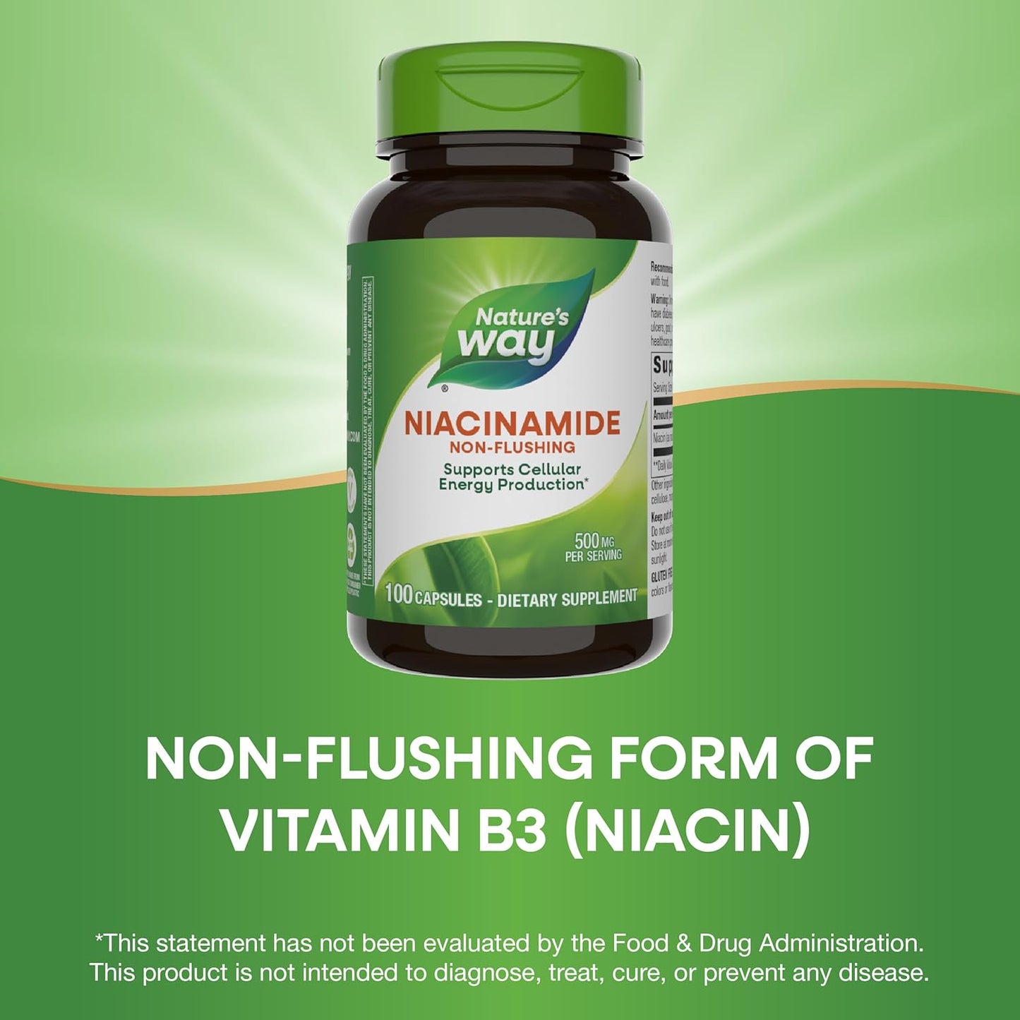 500mg Nature's Way Niacinamide Capsules for Cellular Energy Support