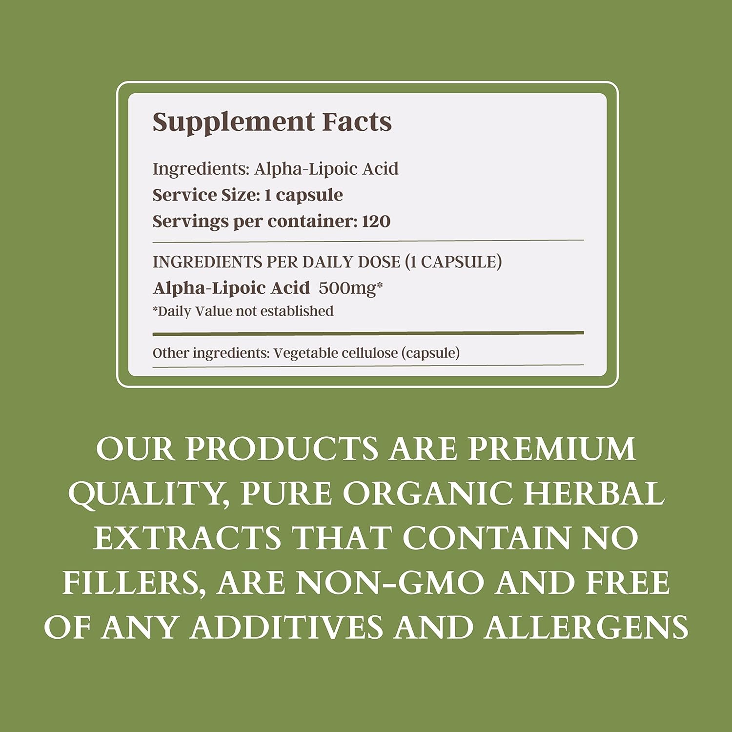 500mg Non-GMO Alpha-Lipoic Acid Supplement for Energy & Mitochondria Support - 120 Servings (4 Months Supply) by Wise Plants