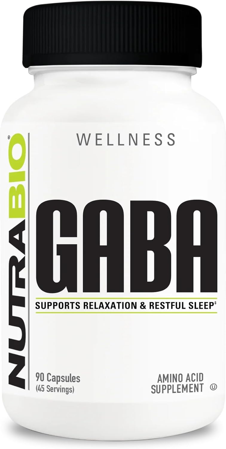 500mg NutraBio GABA Supplement - Supports Healthy Sleep and Relaxation - 90 Capsules
