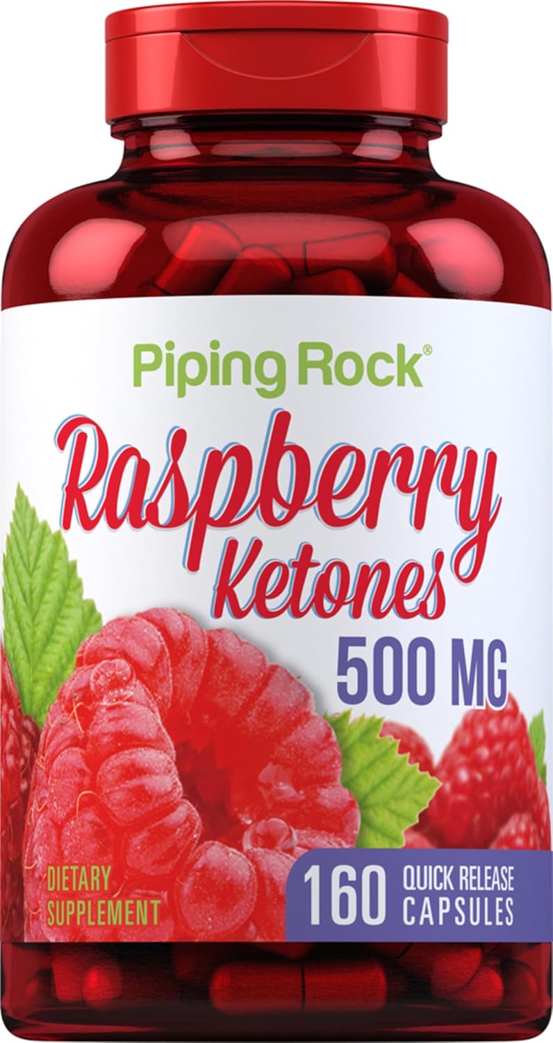 500mg Raspberry Ketones | 160 Capsules | Non-GMO & Gluten Free Formula by Piping Rock