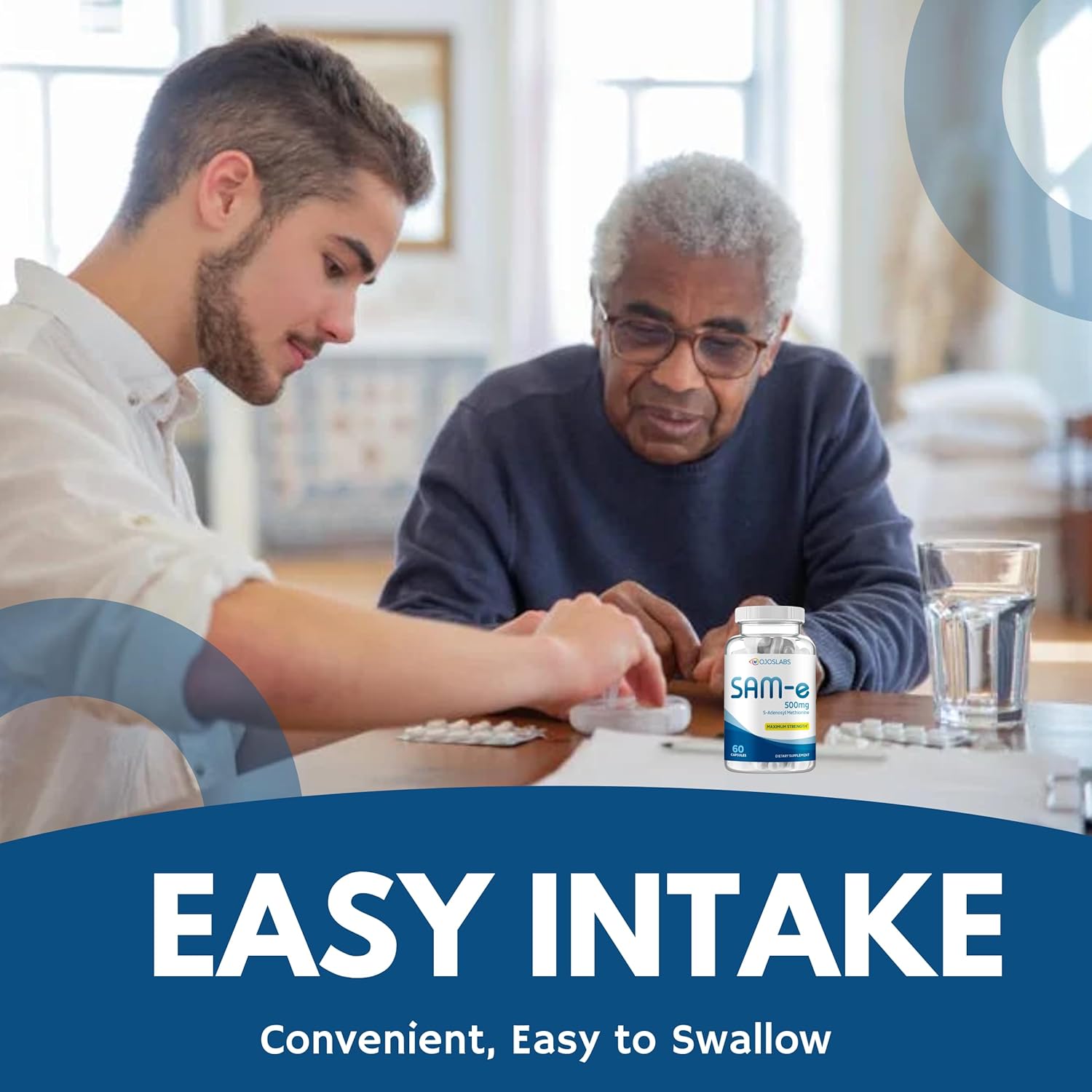 500mg SAM-e Methionine Supplement for Liver, Joint, Brain & Mood Support - High Absorption, Vegan, Gluten-Free, Non-GMO - Made in USA - 60 Capsules (2 Pack)