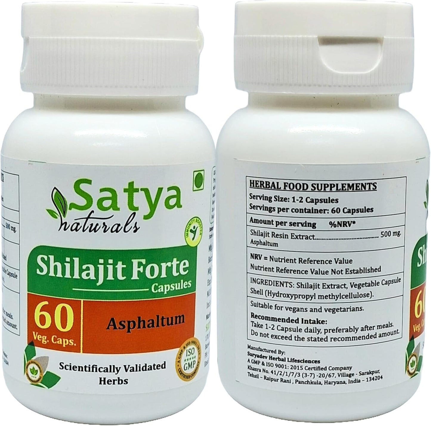 500mg Shilajit Extract Capsules for Men and Women - 120 Veg Capsules - Ayurvedic Herbal Supplement - Satya Naturals Shilajit Forte 10:1