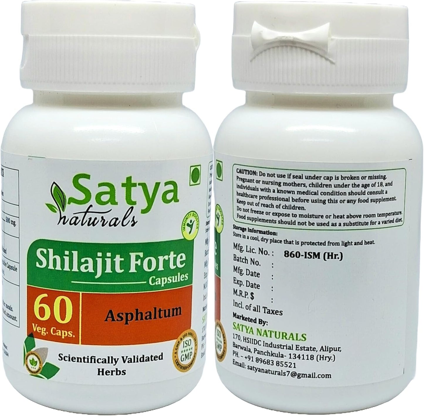 500mg Shilajit Extract Capsules for Men and Women - 120 Veg Capsules - Ayurvedic Herbal Supplement - Satya Naturals Shilajit Forte 10:1