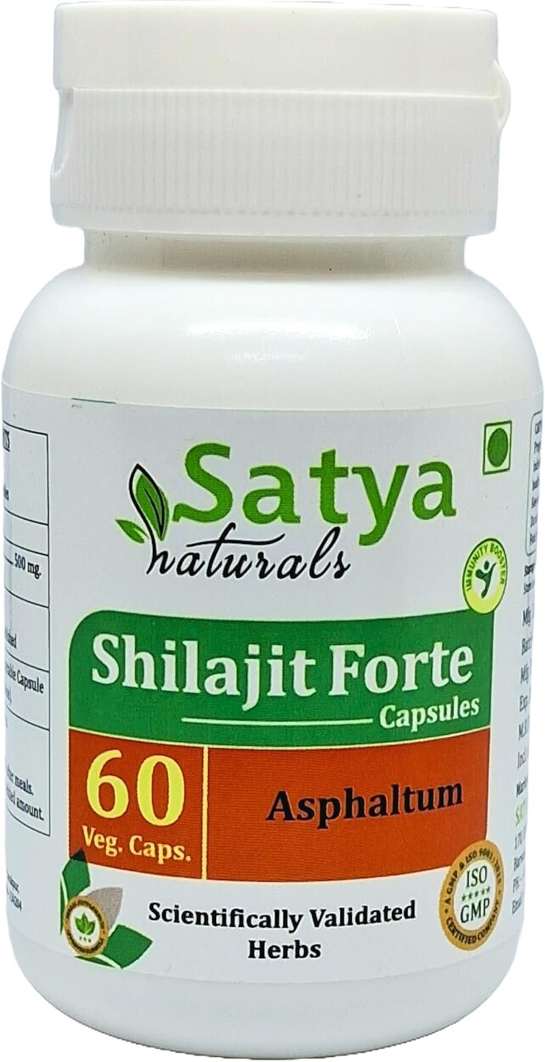 500mg Shilajit Extract Capsules for Men and Women - 120 Veg Capsules - Ayurvedic Herbal Supplement - Satya Naturals Shilajit Forte 10:1