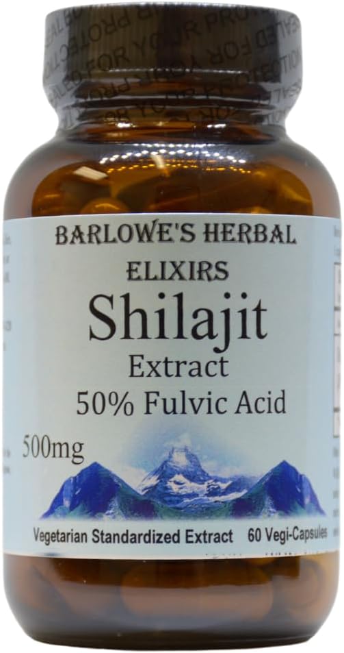 500mg Shilajit Extract Capsules with 50% Fulvic Acid - Mineral-Rich Himalayan Supplement for Vitality & Wellness - 60 Vegan Capsules