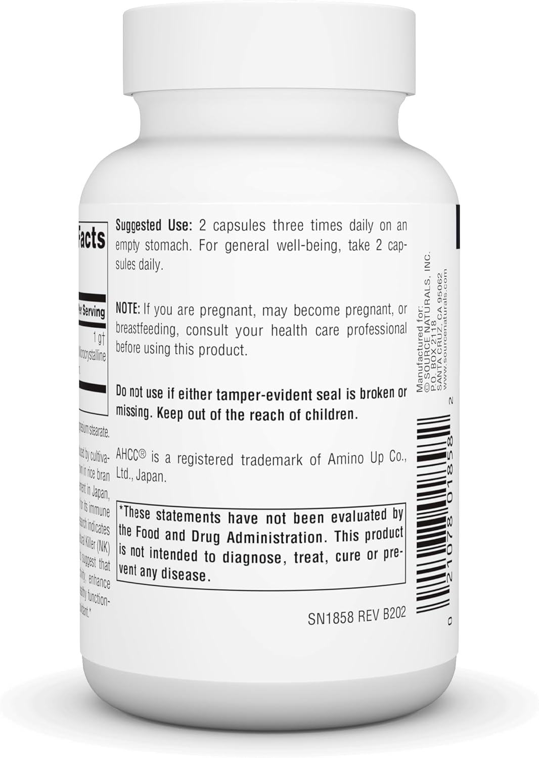500mg Source Naturals AHCC Capsules - Supports Increased Natural Killer Cell Activity - 60 Count