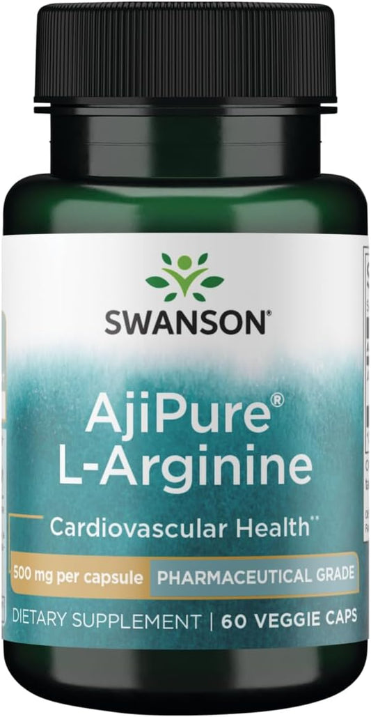 500mg Swanson Ajipure L-Arginine Veg Capsules - Pharmaceutical Grade Amino Acid