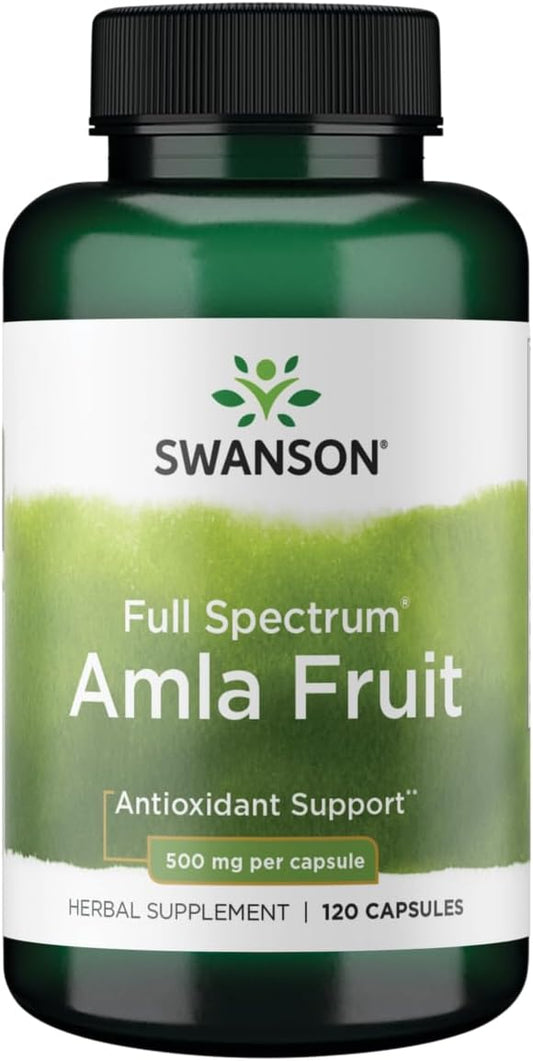 500mg Swanson Full Spectrum Amla Fruit (Indian Gooseberry) Capsules - Ayurvedic Energy & Antioxidant Support - 120 Count