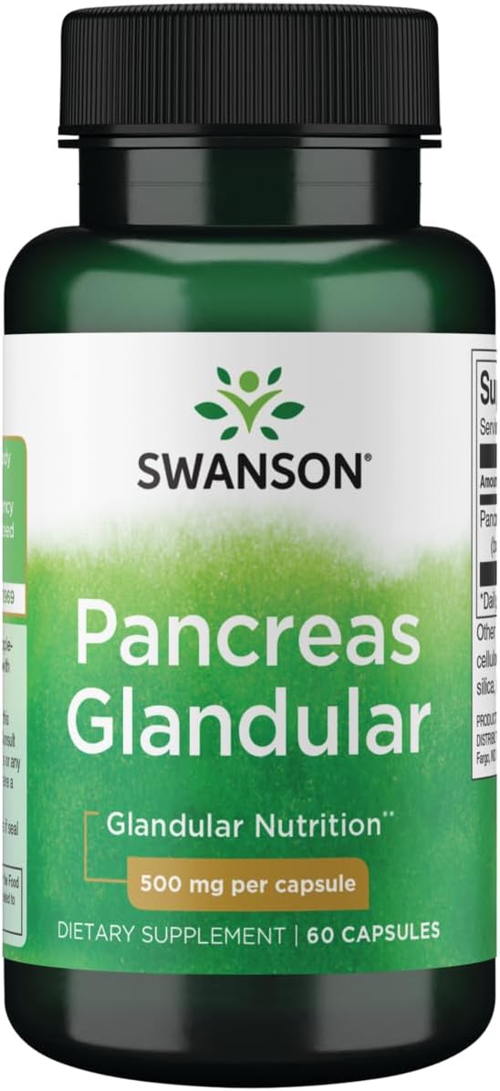 500mg Swanson Raw Pancreas Glandular Capsules - 60 Count