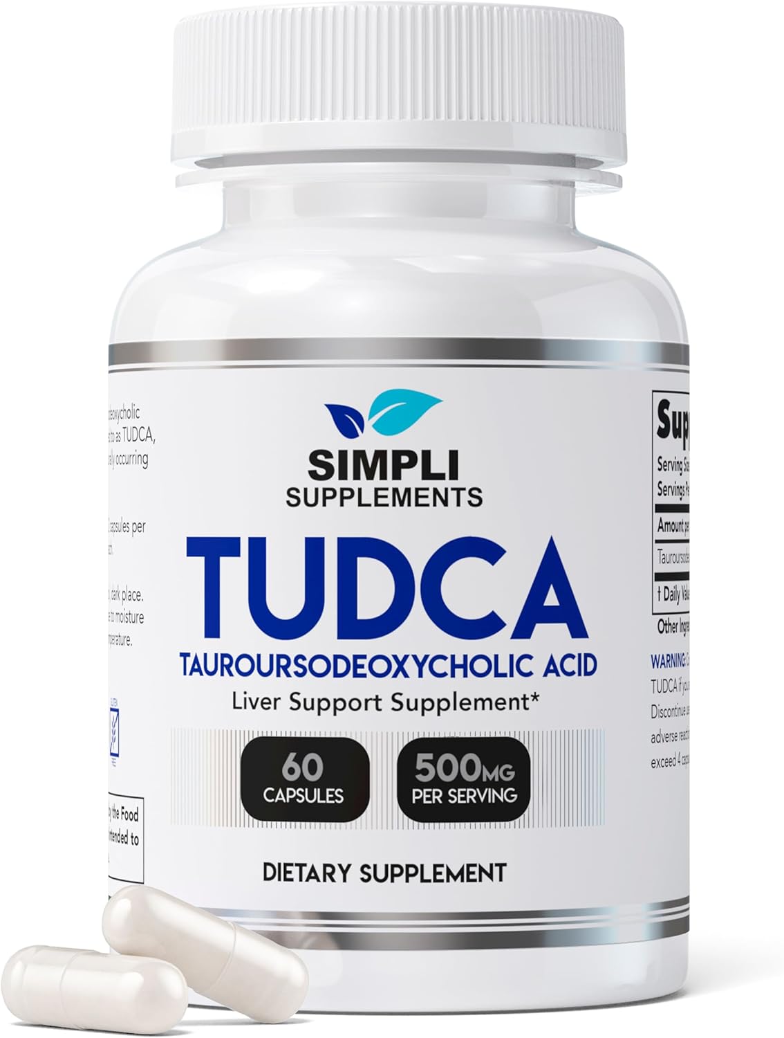 500mg TUDCA Supplement for Liver Support | 60 Capsules (30 Day Supply) | Detox & Digestive Health - Simpli Supplements - BoostGo Australia
