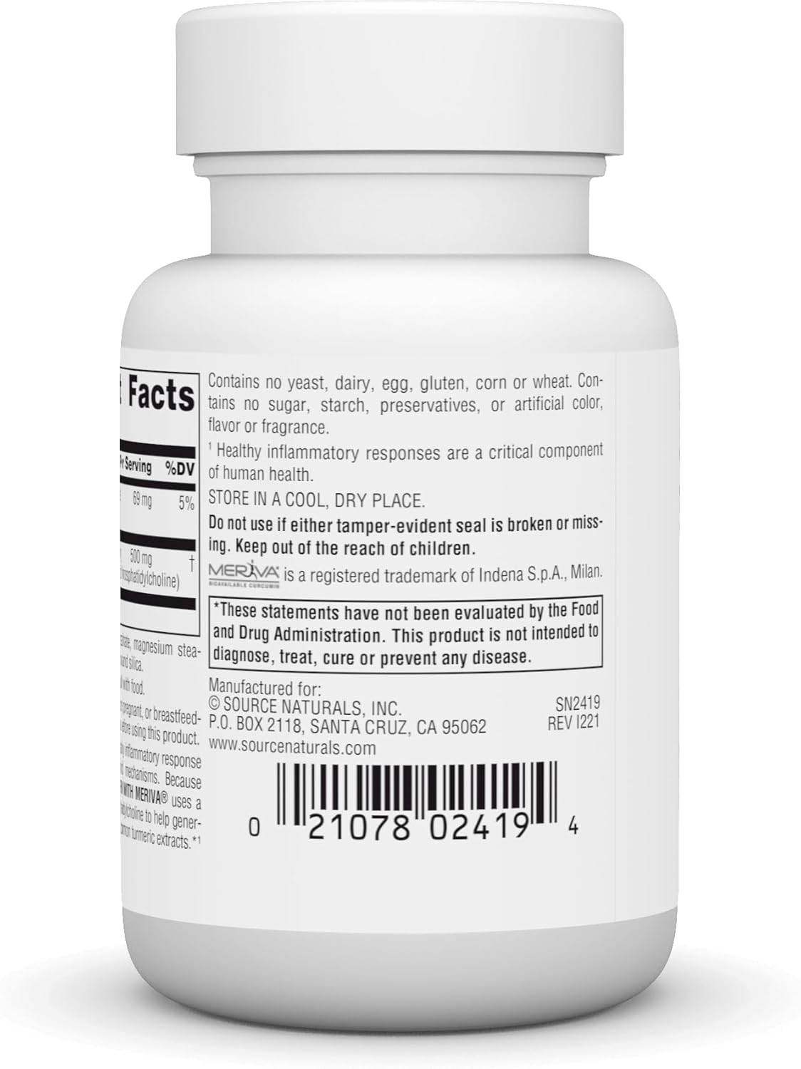 500mg Turmeric with Meriva Tablets for Inflammation Support - 30 Count
