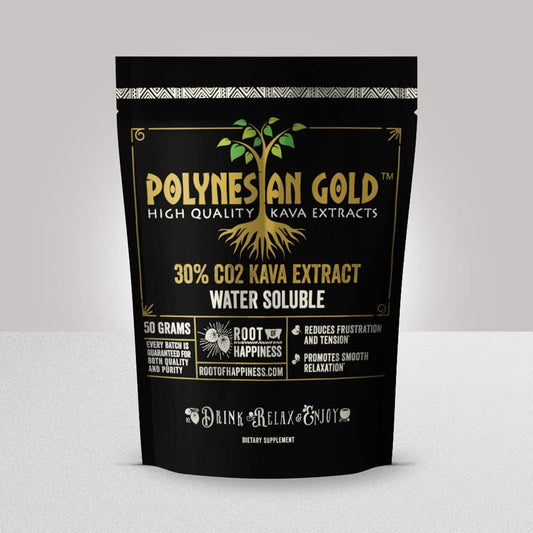 50g Bag of Root of Happiness Polynesian Gold™ Water Soluble Co2 Kava Extract