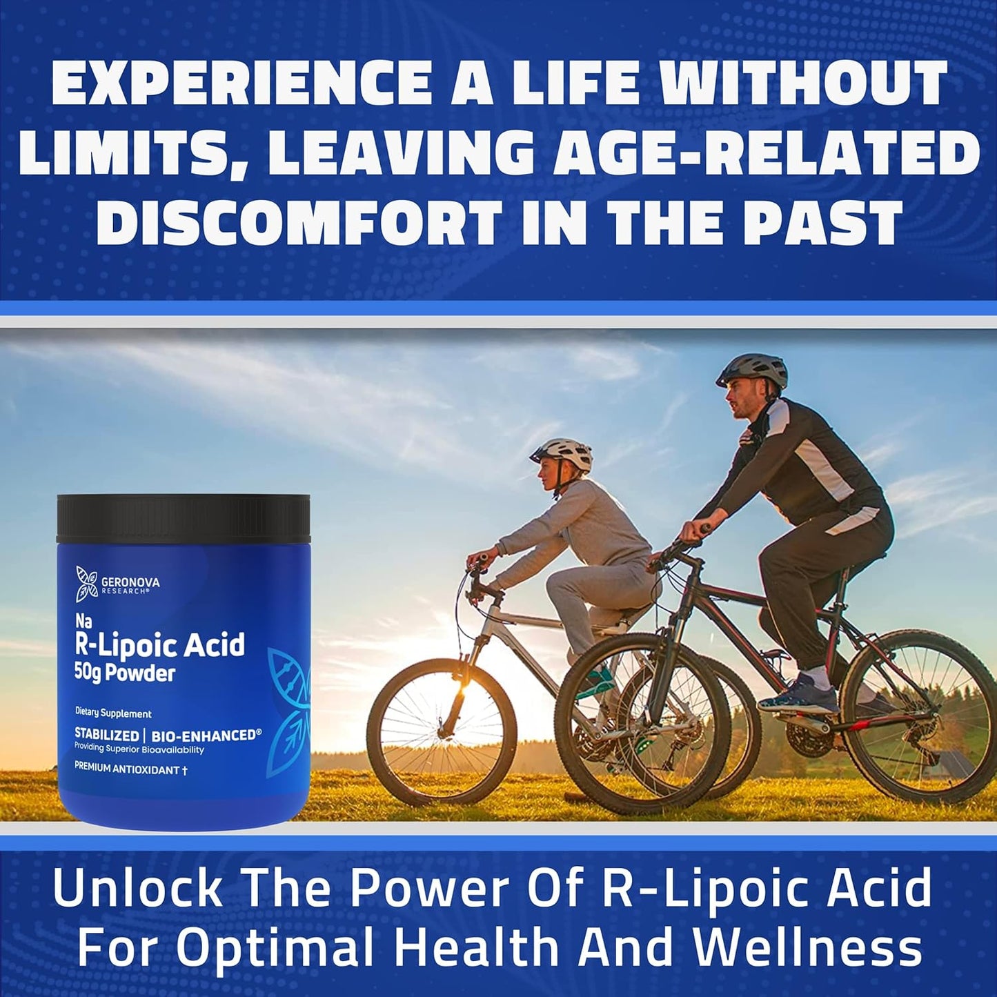 50g Geronova Research Bio-Enhanced Stabilized R Alpha Lipoic Acid Powder - 4 Month Supply for Nerve Support - Easy Mixing & Enhanced Absorption Supplement