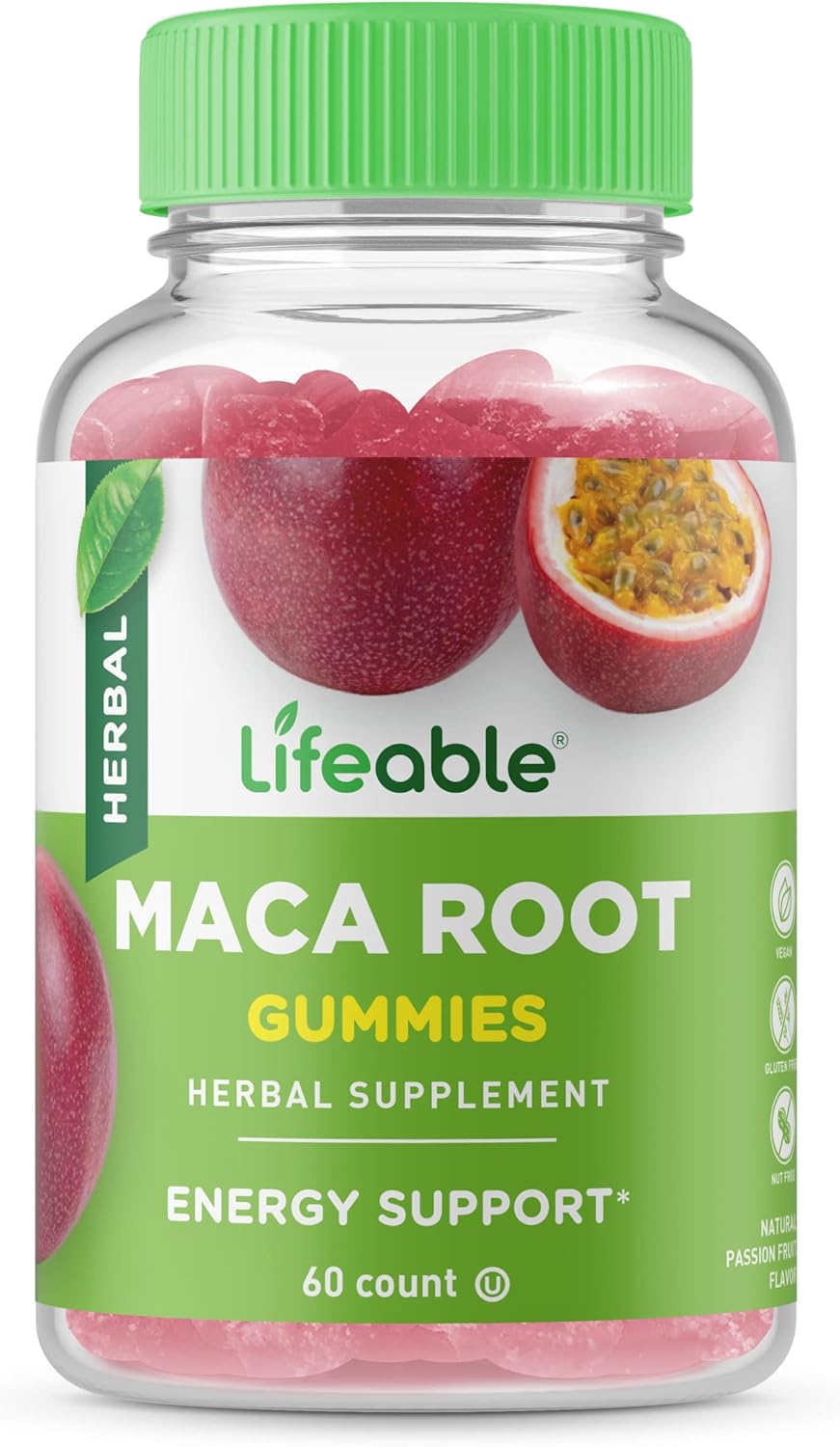 50mg Maca Root Energy Support Gummies for Women and Men | Vegetarian Maca Supplement | Great Tasting | 60 Gummies