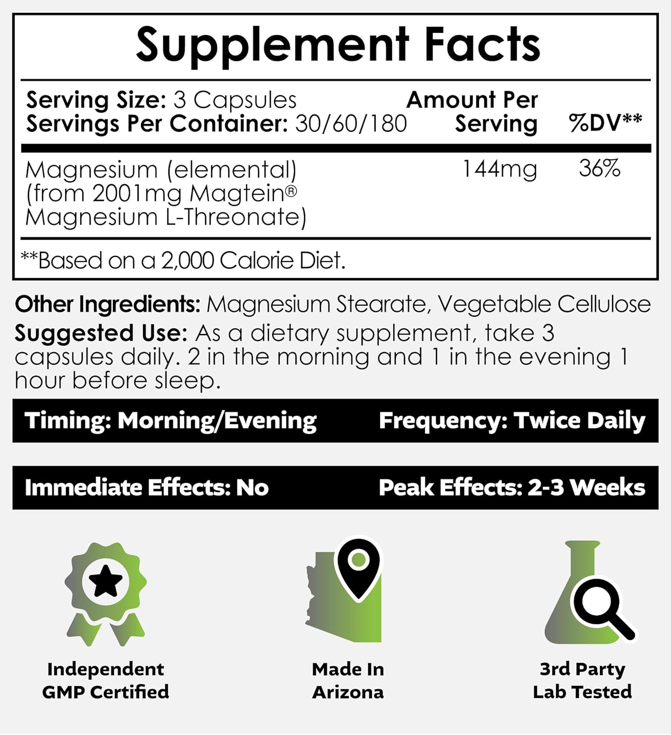540-Count Nootropics Depot Magtein Magnesium L-Threonate Capsules for Cognitive Function and Energy Boost