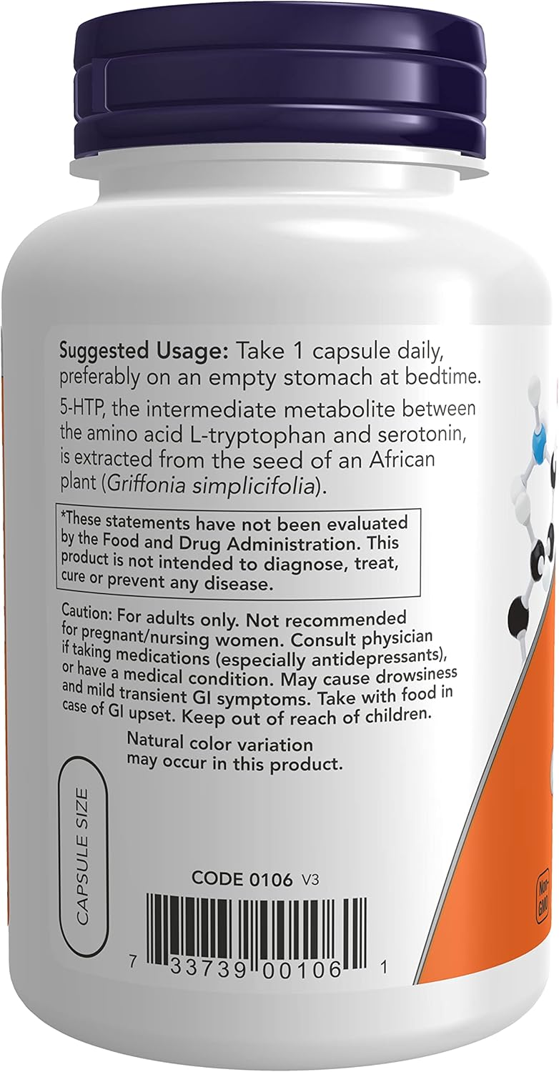 5HTP 100mg Supplement Value Pack - 2Pack of 120 VegCapsules by Now