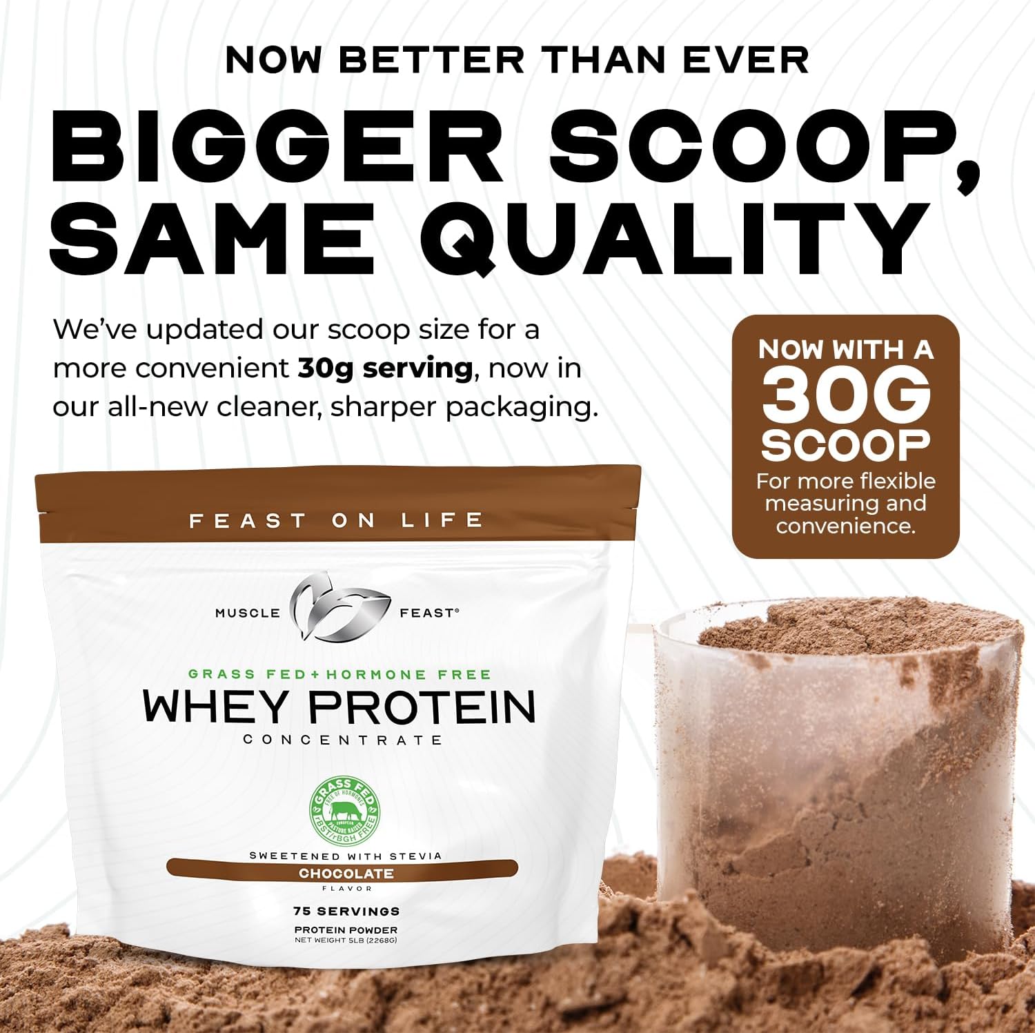 5lb Chocolate Grass-Fed Whey Protein Concentrate Powder - Hormone Free, Pasture Raised, All Natural by Muscle Feast