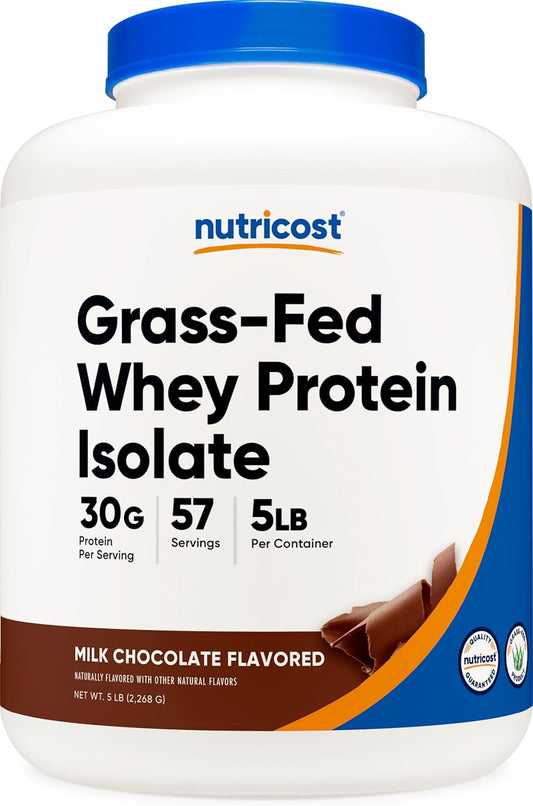 5LB Chocolate Grass-Fed Whey Protein Isolate - Non-GMO, Gluten Free, All-Natural