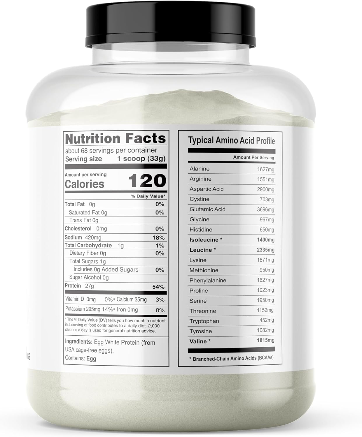 5lb Egg White Protein Powder Made in the USA from Cage-Free Eggs - Unflavored Dried Egg Whites