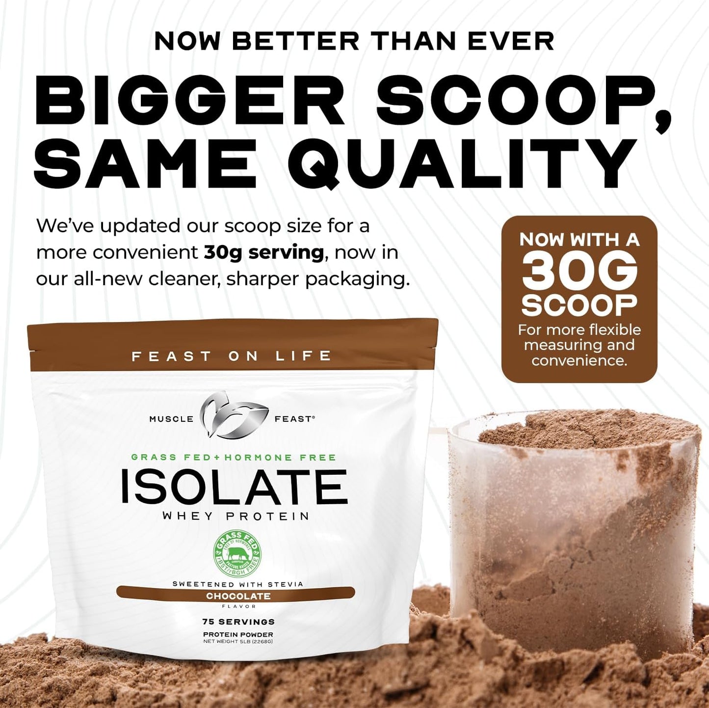 5lb Muscle Feast Grass-Fed Whey Protein Isolate in Cappuccino Flavor