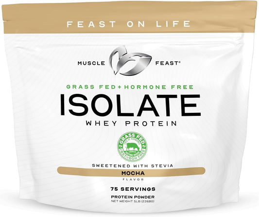 5lb Muscle Feast Grass-Fed Whey Protein Isolate, Mocha Flavor, Hormone-Free & Pasture-Raised