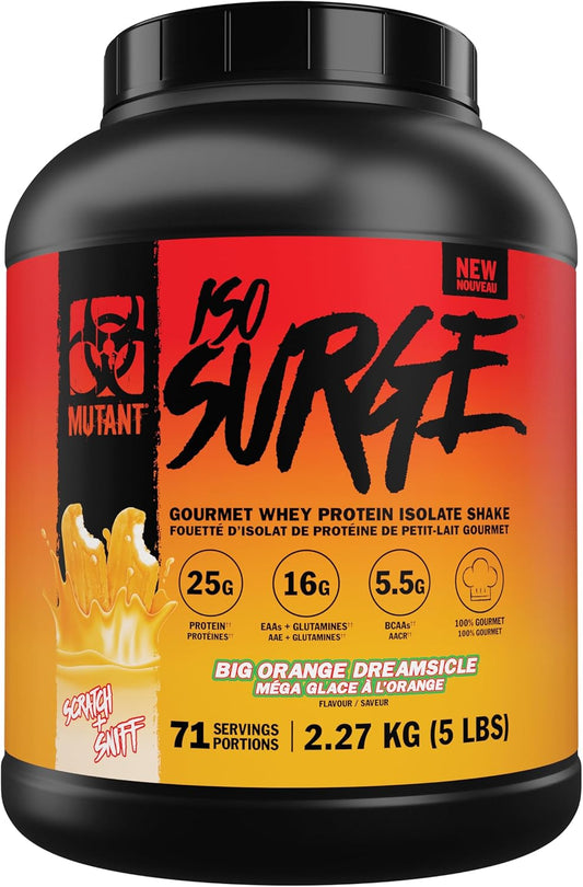 5lb Mutant ISO Surge Whey Protein Isolate Powder - Fast-Acting Muscle Recovery & Growth - Big Orange Creamsicle Flavor