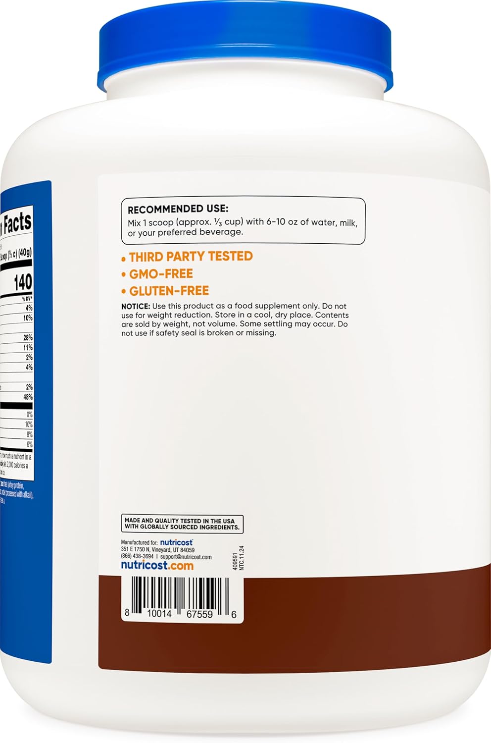 5LB Nutricost Chocolate Grass-Fed Whey Protein Concentrate - Non-GMO, Undenatured, Natural Flavors