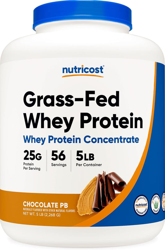 5LB Nutricost Grass-Fed Whey Protein Concentrate in Chocolate Peanut Butter Flavor