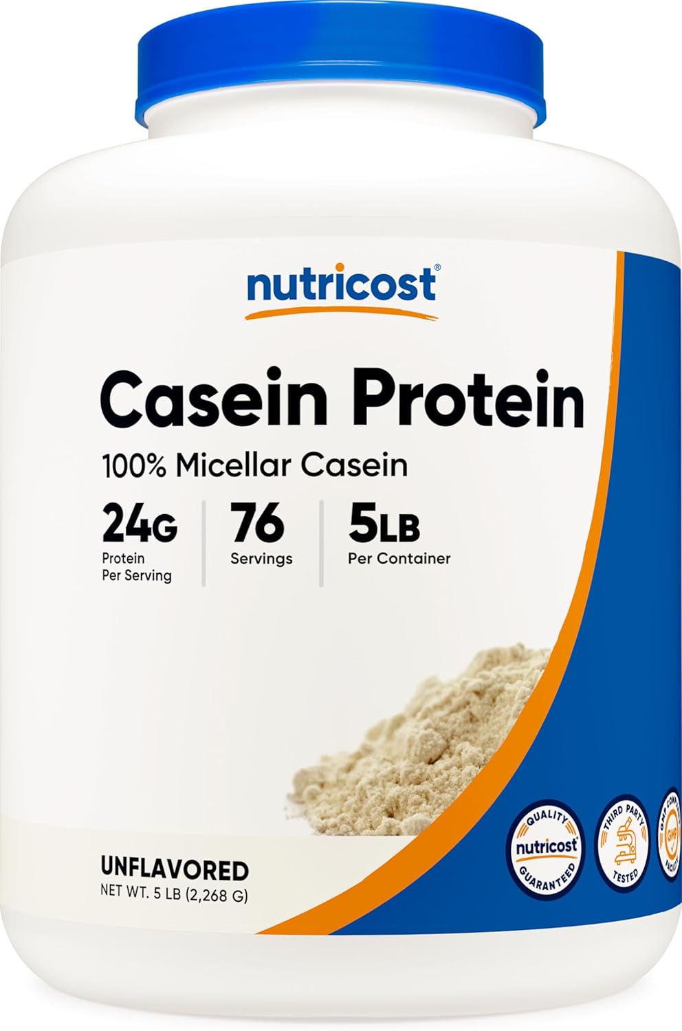 5lb Nutricost Micellar Casein Protein Powder - Unflavored, Non-GMO, Gluten Free