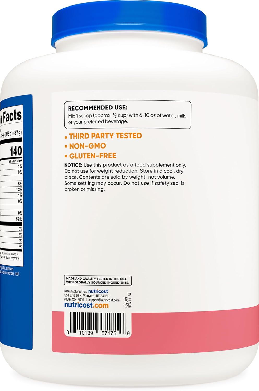 5LB Nutricost Strawberry Milkshake Whey Protein Isolate - High-Quality Supplement for Muscle Growth & Recovery