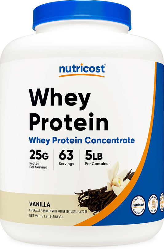 5lb Nutricost Vanilla Whey Protein Concentrate Powder for Muscle Growth & Recovery