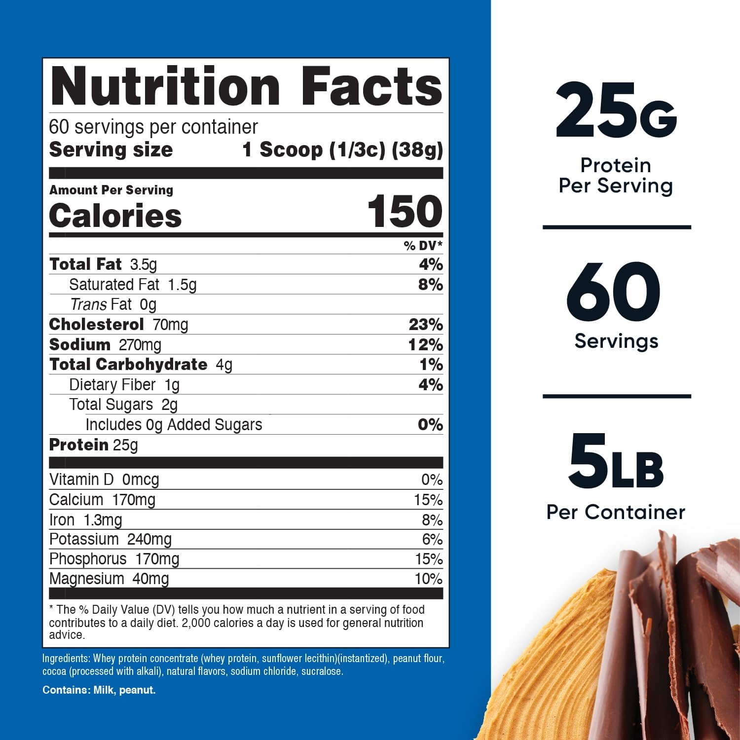 5LB Nutricost Whey Protein Concentrate in Chocolate Peanut Butter Flavor - Gluten-Free & Non-GMO
