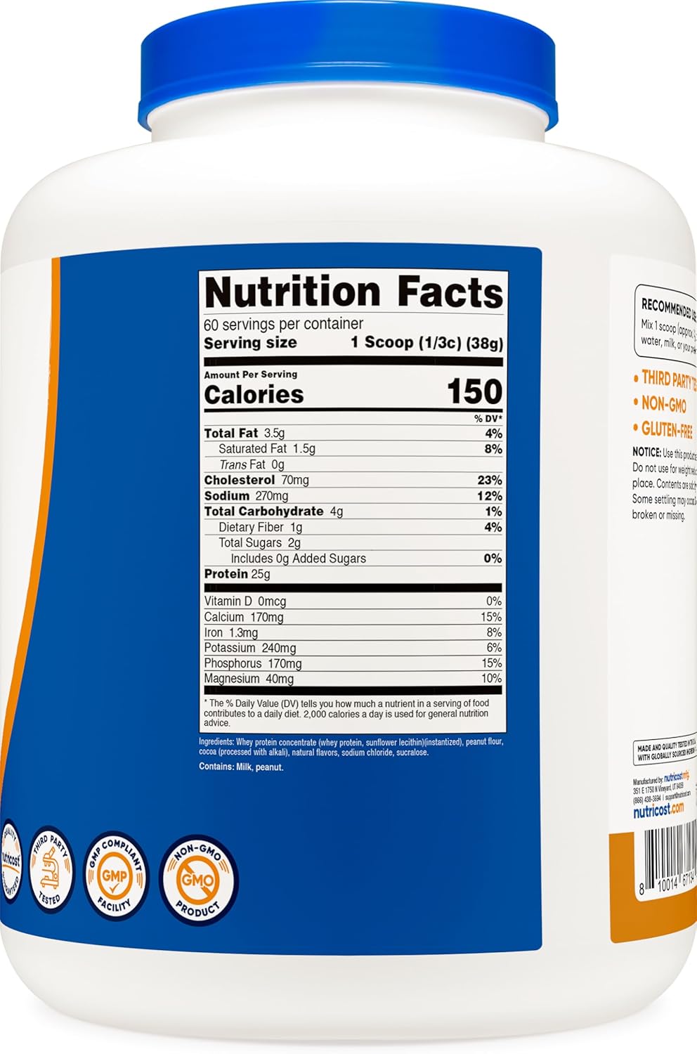 5LB Nutricost Whey Protein Concentrate in Chocolate Peanut Butter Flavor - Gluten-Free & Non-GMO