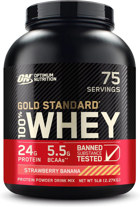 5lb Optimum Nutrition Gold Standard 100% Whey Protein Powder - Strawberry Banana Flavor