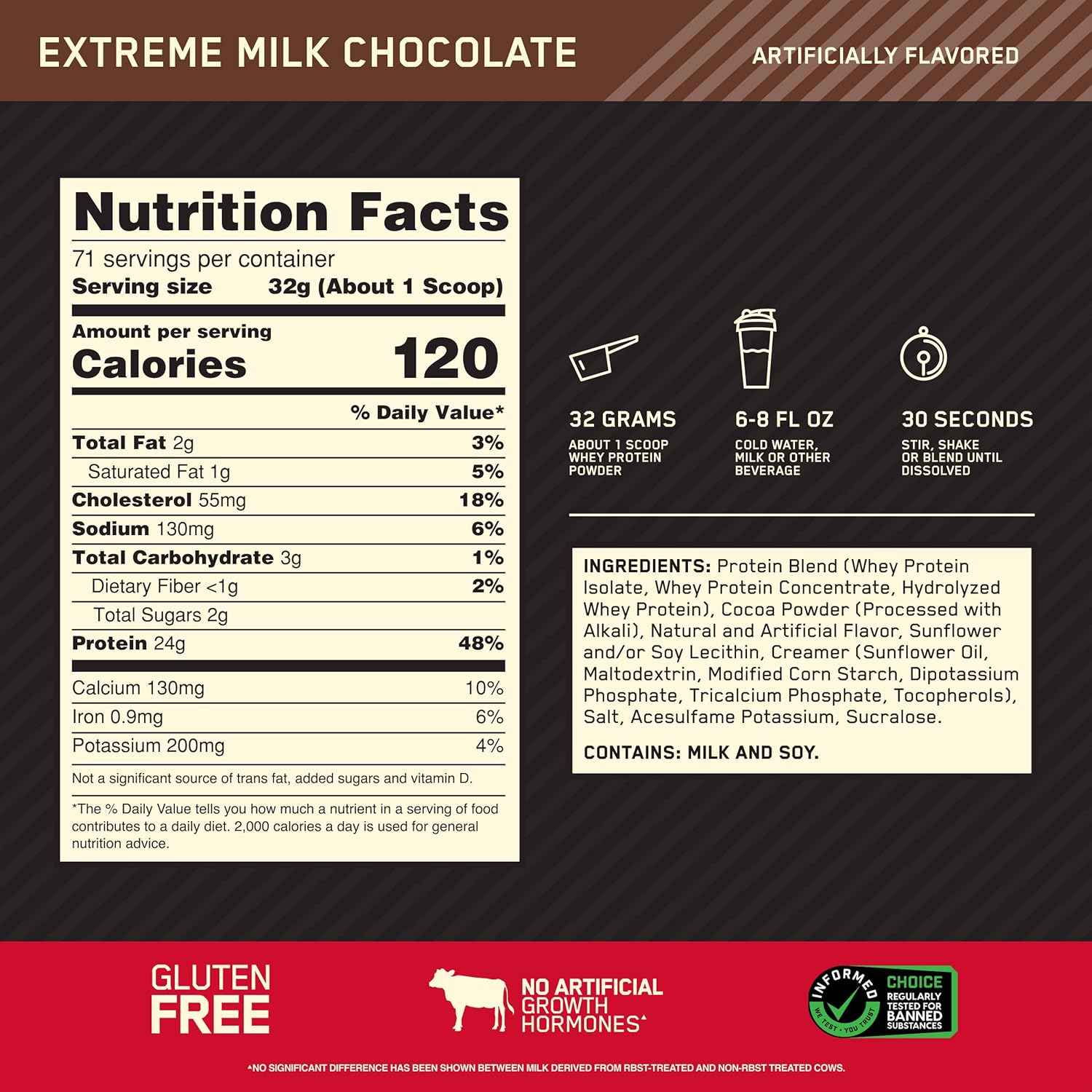 5lb Optimum Nutrition Gold Standard Micellar Casein & Whey Protein Powder - Extreme Milk Chocolate