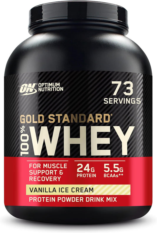 5lb Optimum Nutrition Gold Standard Vanilla Ice Creme Whey Protein Powder