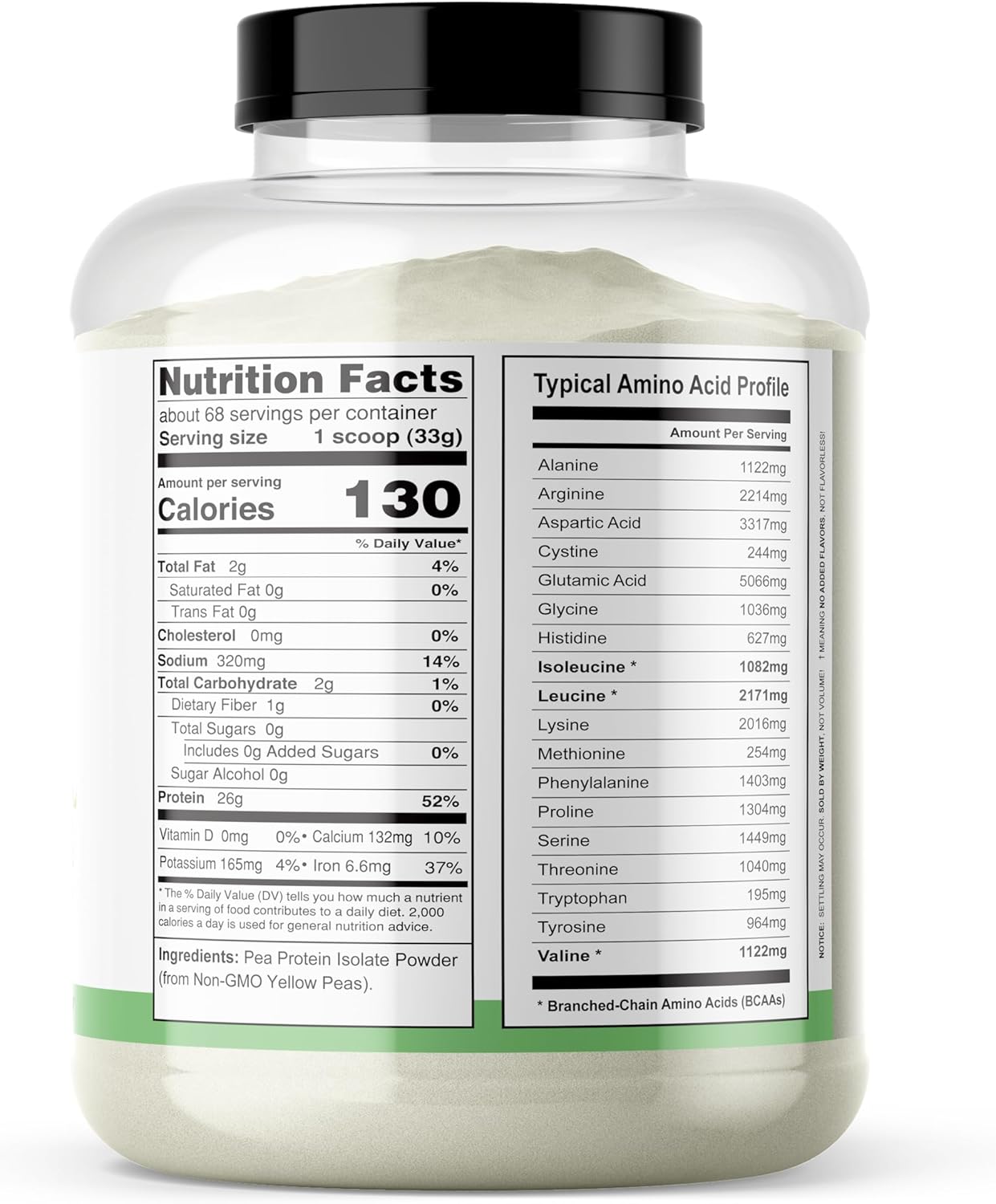 5lb Premium Quality 100% Pea Protein Powder - Vegan Plant Based, Grown in Canada, Smooth Texture, Gluten Free, Keto Friendly - Unflavored