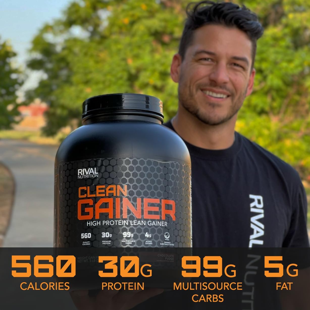5lb Rival Nutrition Clean Gainer in Chocolate Fudge Flavor - High-Quality Protein Supplement for Muscle Gain