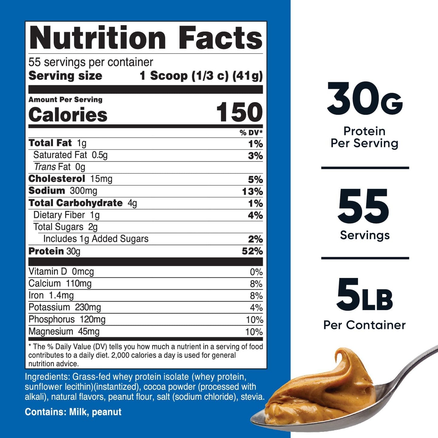 5LBS Nutricost Chocolate Peanut Butter Grass-Fed Whey Protein Isolate - Non-GMO, Gluten Free