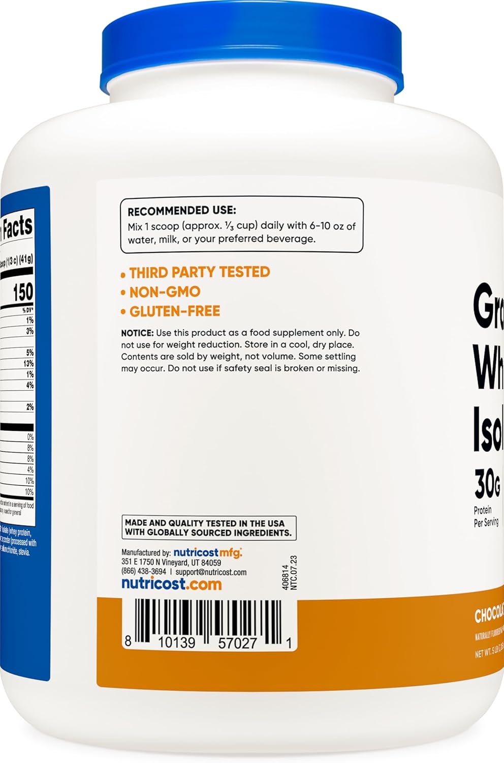 5LBS Nutricost Chocolate Peanut Butter Grass-Fed Whey Protein Isolate - Non-GMO, Gluten Free