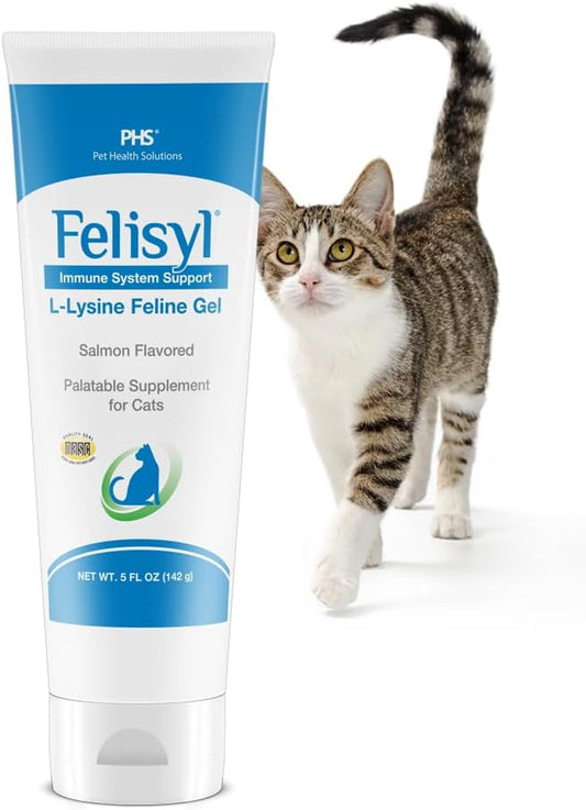 5oz Felisyl L-Lysine Gel for Cats - Promotes Immune, Respiratory, & Eye Health. Reduces Sneezing, Runny Nose, & Watery Eyes. Salmon Flavor, USA-Made