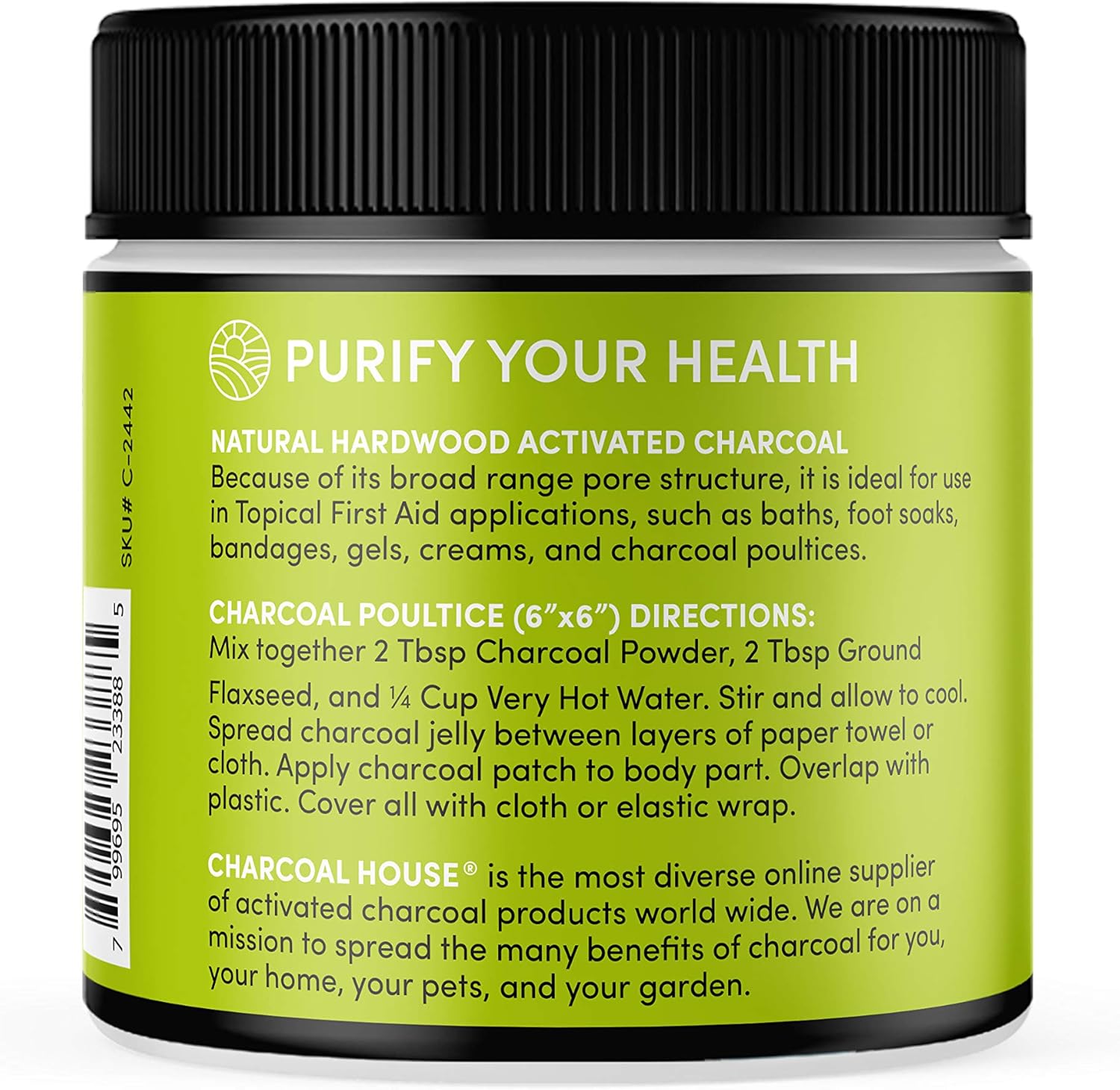 5oz Food Grade Hardwood Activated Charcoal Powder for Topical First Aid - Ideal for Cuts, Scratches, and Minor Burns