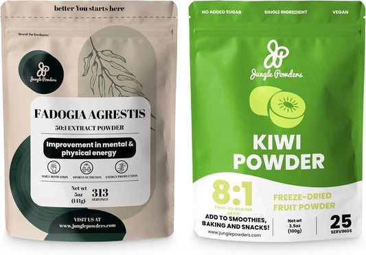 5oz Pure Nigerian Fadogia & Kiwi Bundle for Men's Health - Fadogia Agrestis Extract & Freeze-Dried Kiwi Fruit Powder - Drive & Passion Support