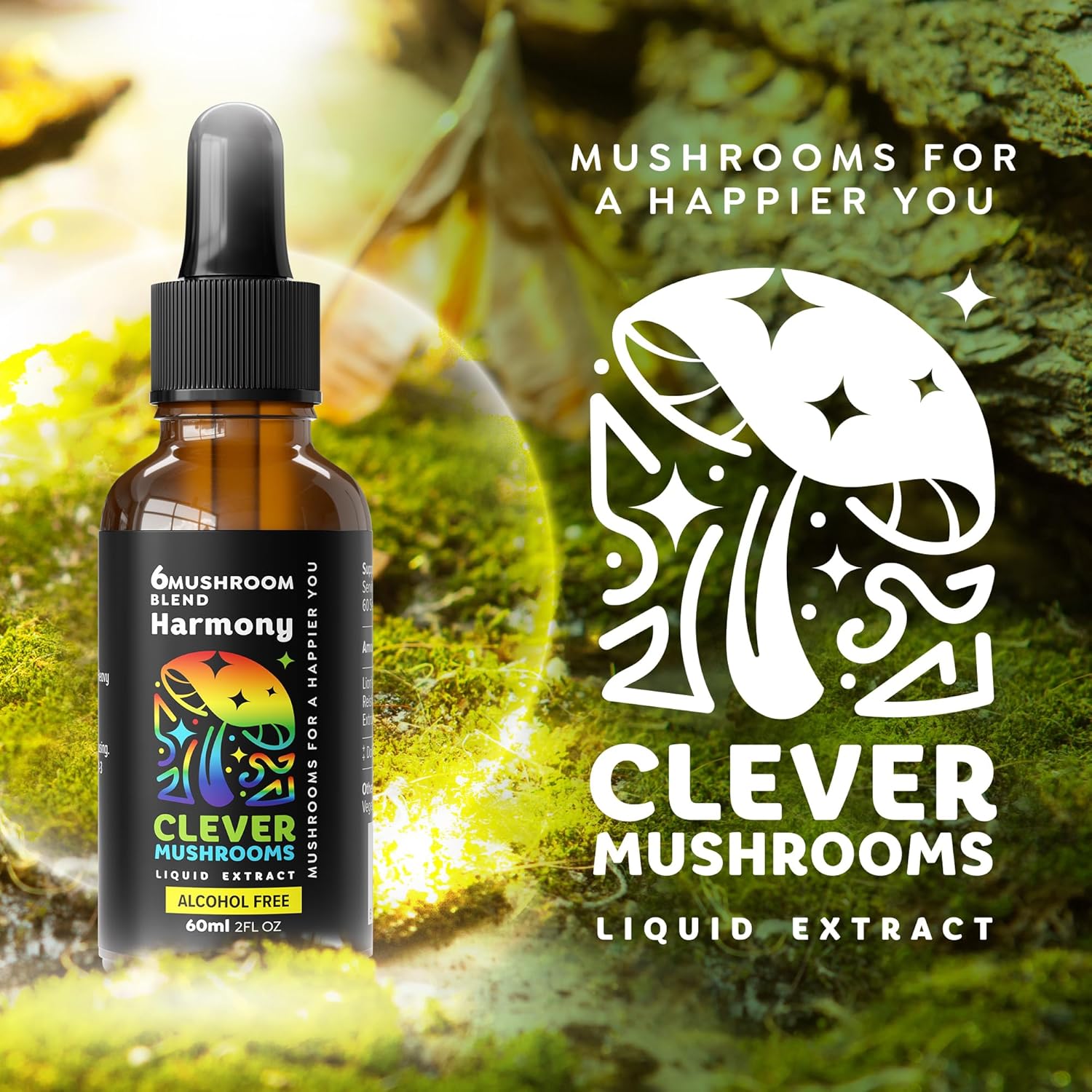 6 Blend Mushroom Liquid Extract for Natural Energy, Cognitive Support, and Immunity Boost - US Grown, Alcohol Free, 100% Fruit Bodies - Lion's Mane, Cordyceps, Reishi, Chaga, Turkey Tail - 1 fl oz